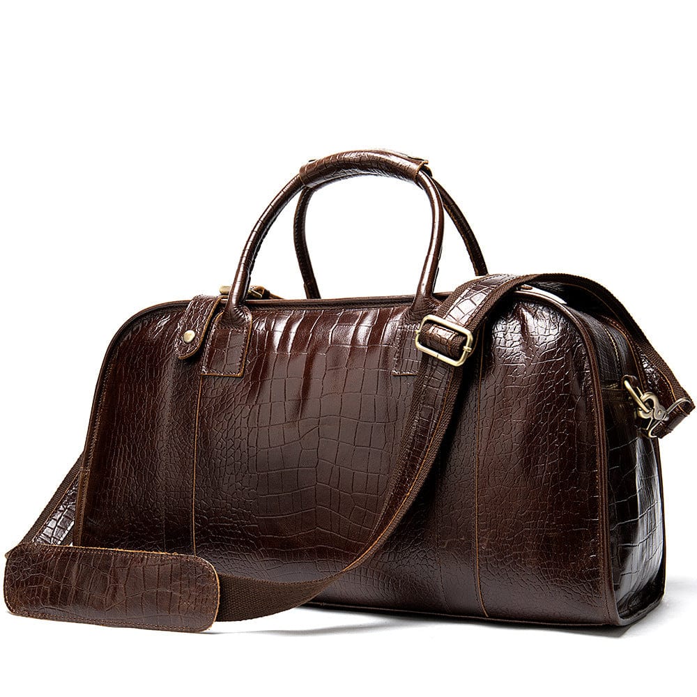 Braune Leder Crossbodytasche 20L Valerio – Vintage Duffel aus Saffiano