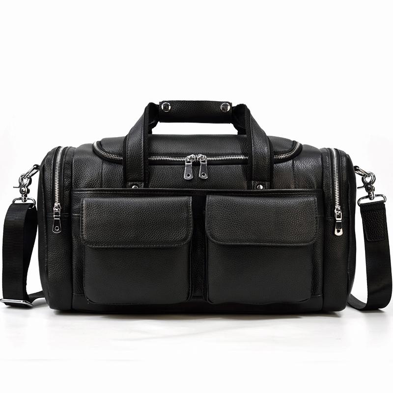 Schwarze Leder-Reisetasche 23L – Vintage