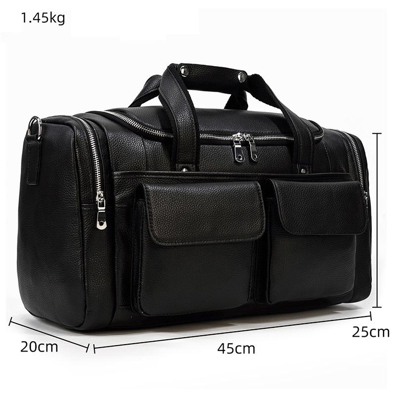 Schwarze Leder-Reisetasche 23L – Vintage