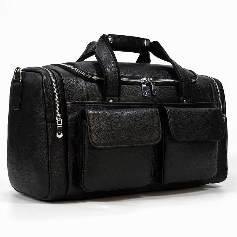 Schwarze Leder-Reisetasche 23L – Vintage
