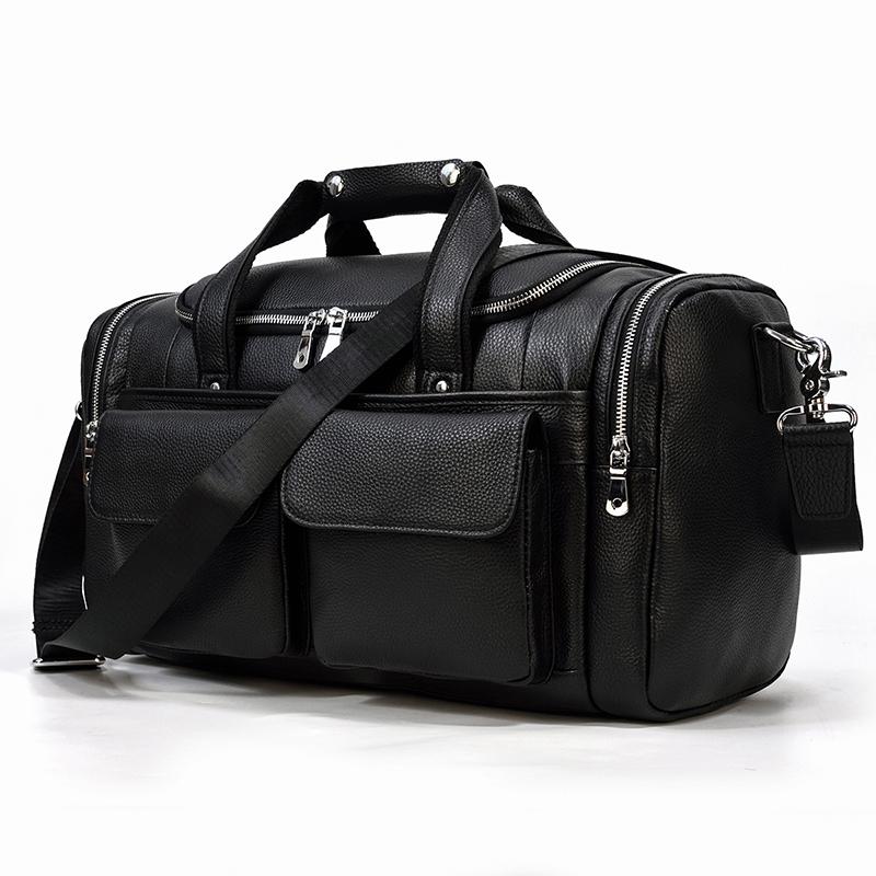 Schwarze Leder-Reisetasche 23L – Vintage