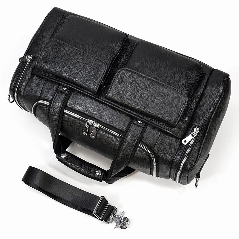 Schwarze Leder-Reisetasche 23L – Vintage