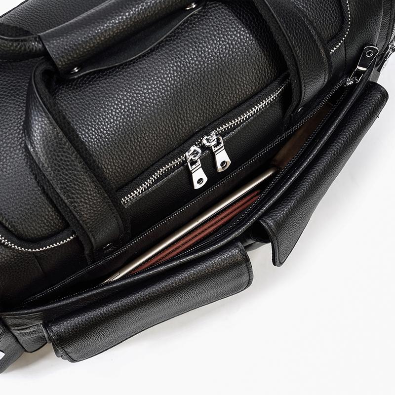 Schwarze Leder-Reisetasche 23L – Vintage