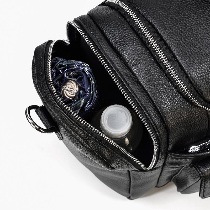 Schwarze Leder-Reisetasche 23L – Vintage