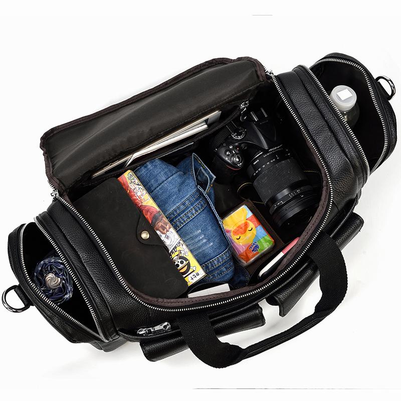 Schwarze Leder-Reisetasche 23L – Vintage