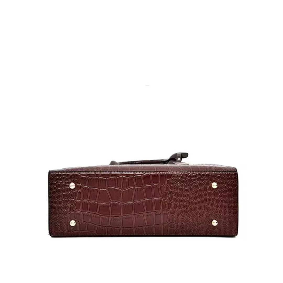 Elegante Tasche mit Krokodil-Print aus veganem Leder 9L