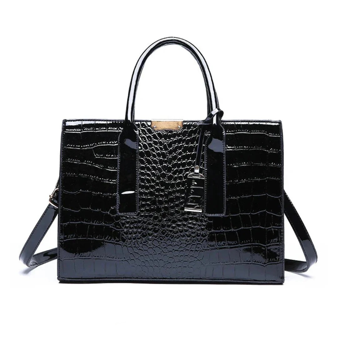 Elegante Tasche mit Krokodil-Print aus veganem Leder 9L