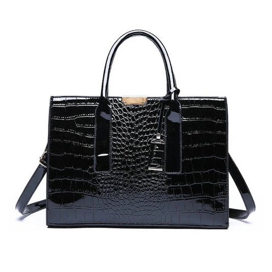 Elegante Tasche mit Krokodil-Print aus veganem Leder 9L