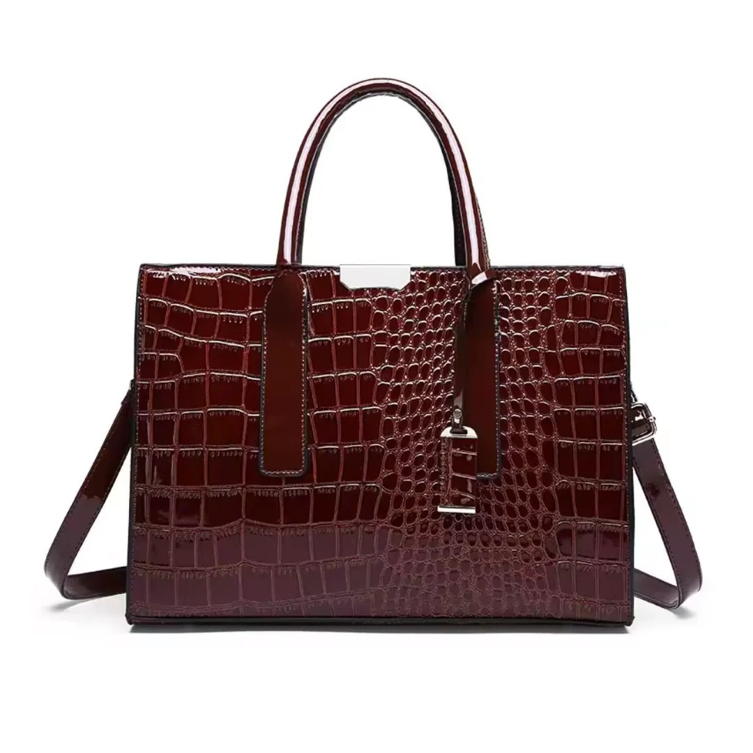 Elegante Tasche mit Krokodil-Print aus veganem Leder 9L
