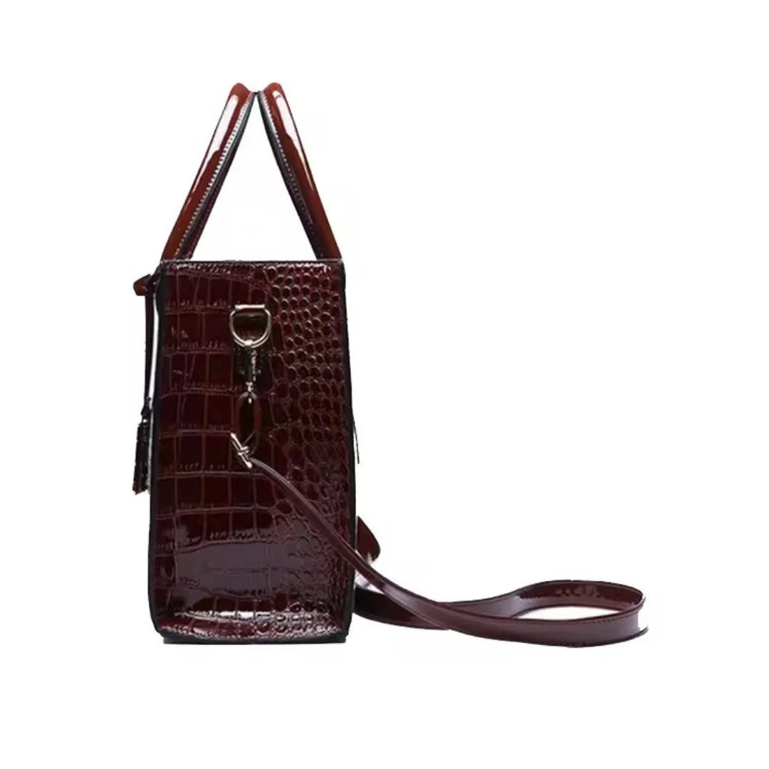 Elegante Tasche mit Krokodil-Print aus veganem Leder 9L