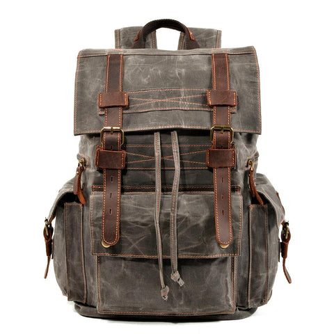 Canvas Tasche – Vintage Rucksack mit Laptopfach & Kordelzug 20L