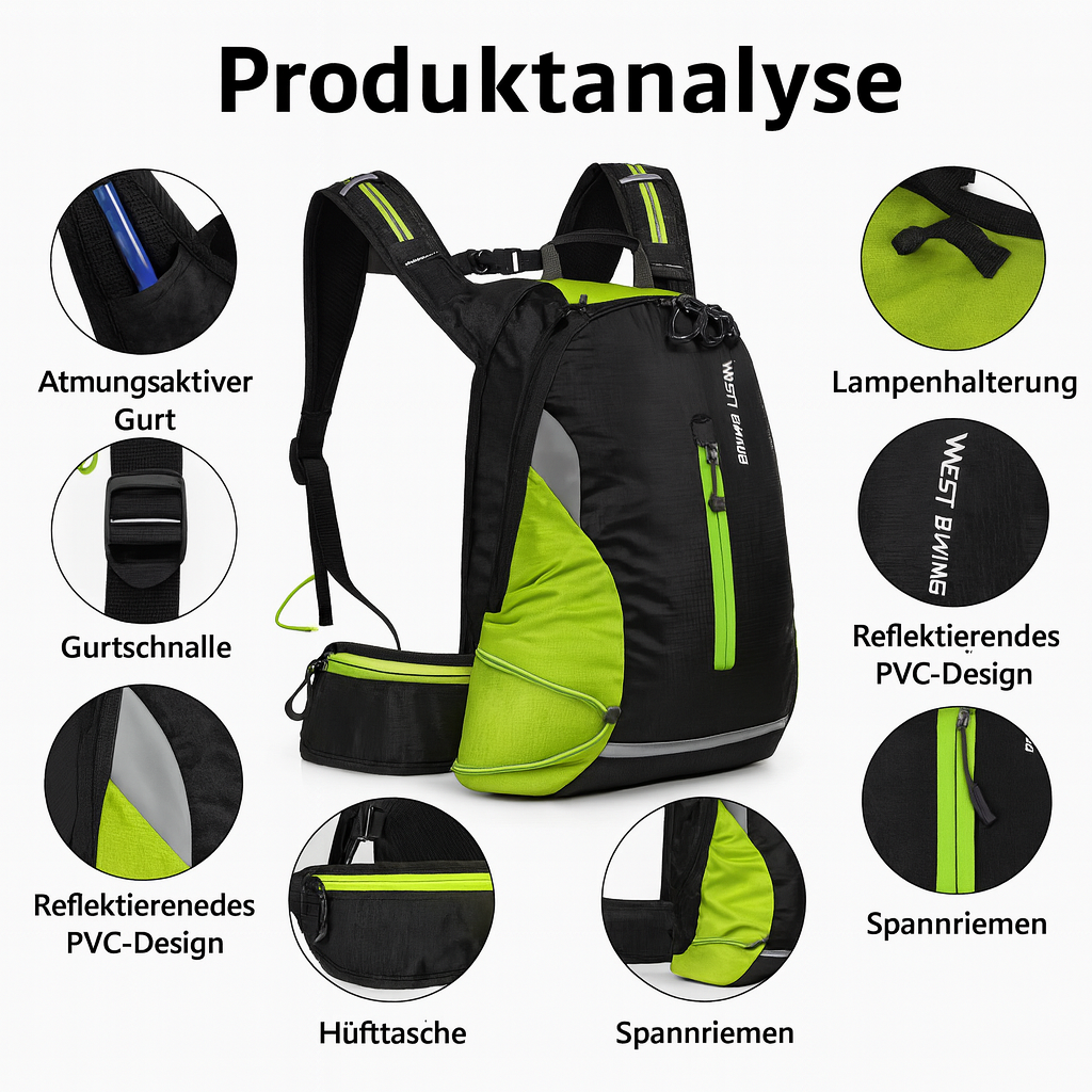 Ultraleichter Fahrradrucksack 16L – Leicht, wasserdicht & atmungsaktiv
