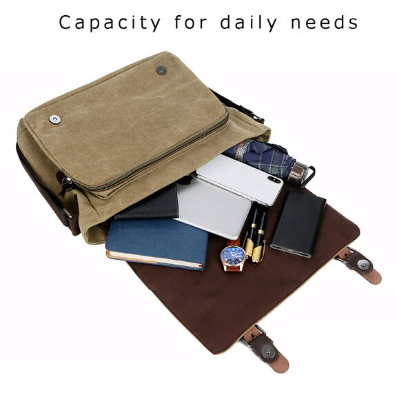 Canvas Messenger Bag Retro – Laptoptasche 14 Zoll