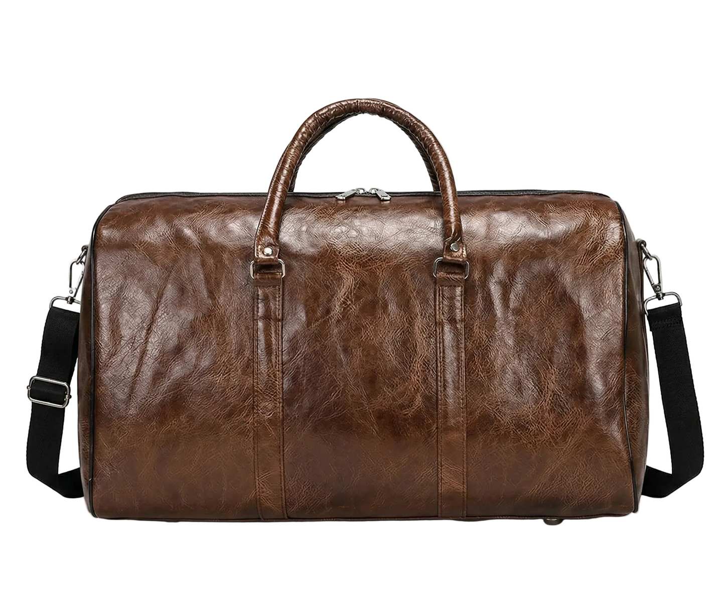 Schwarze Leder Reisetasche Noctavio – Große PU-Reisetasche für Herren 30L