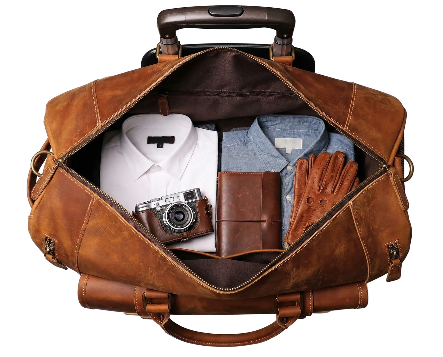 Weekender Leder Herren – Büffelleder Reisetasche mit Schuhfach 24L