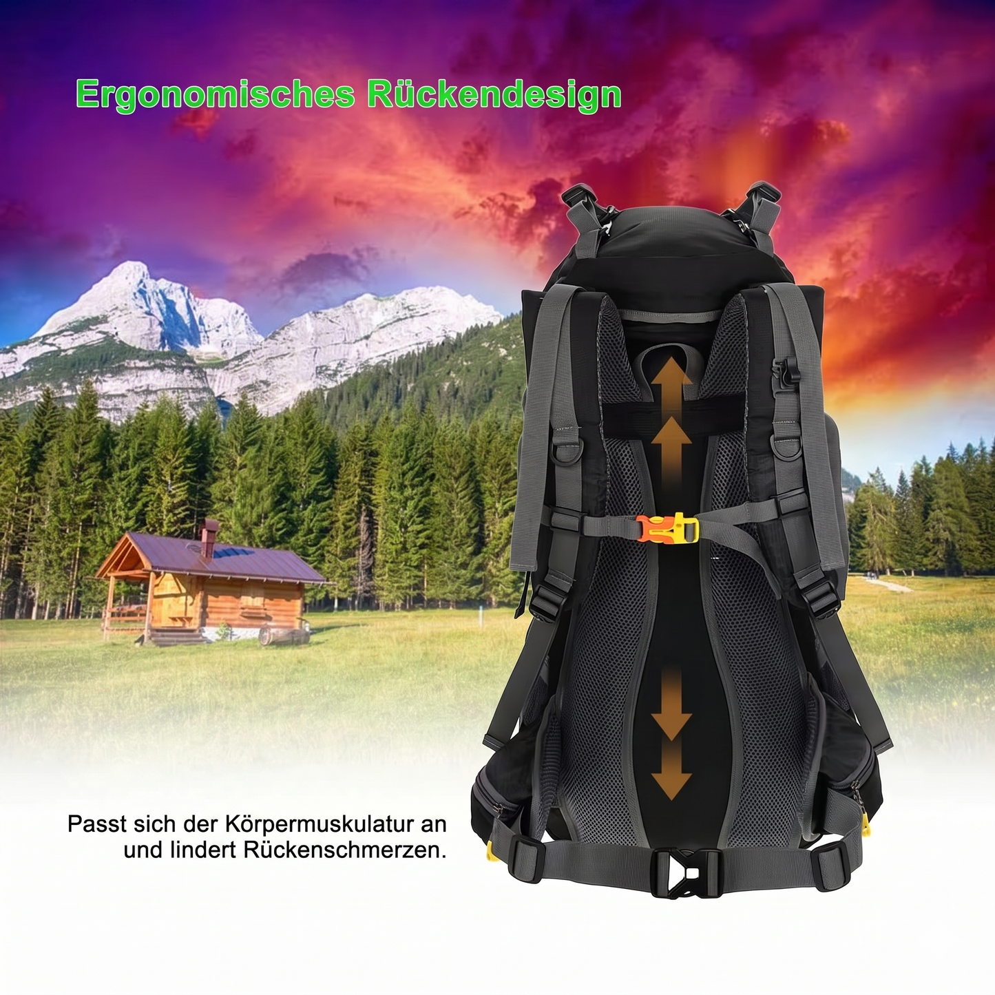 Wanderrucksack 50L Bergblitz – Leicht & mit Regenhülle