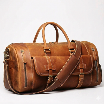 Weekender Leder Herren – Büffelleder Reisetasche mit Schuhfach 24L