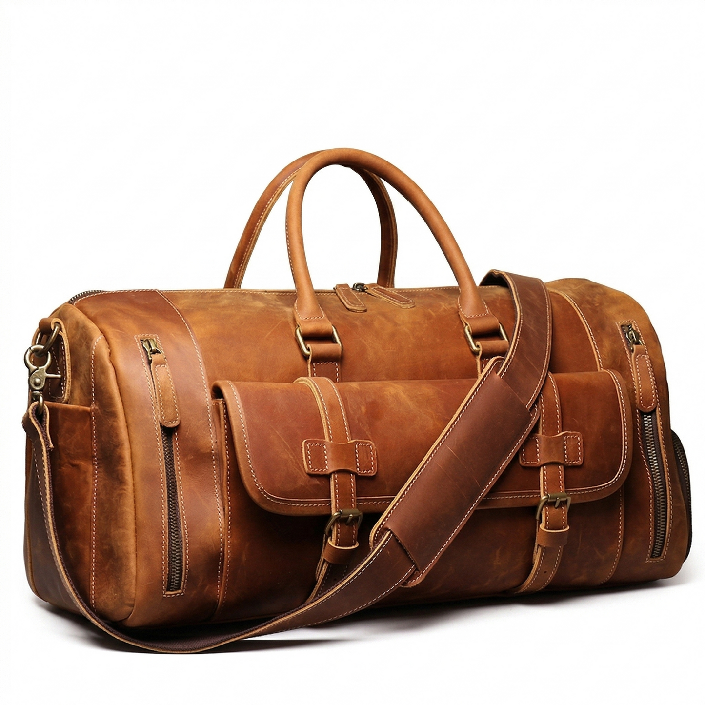 Weekender Leder Herren – Büffelleder Reisetasche mit Schuhfach 24L