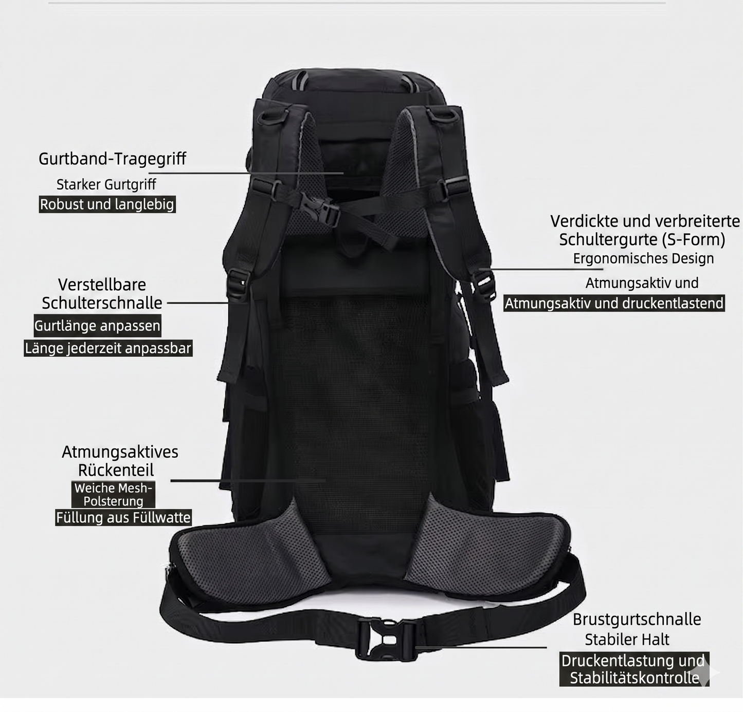 Leichter Wanderrucksack Federleicht 47L – Nur 960g Gewicht
