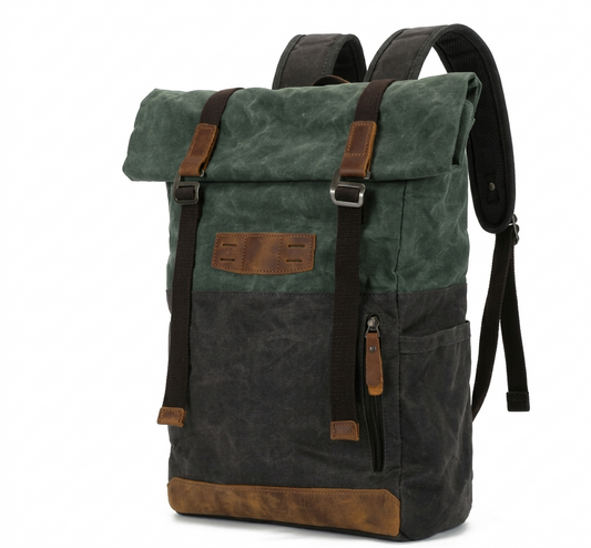 Canvas Tasche – Vintage Rucksack mit Rolltop & Laptopfach 18L