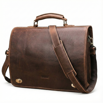 Vintage Leder Aktentasche für 15,6" Laptop – robust & elegant 13L