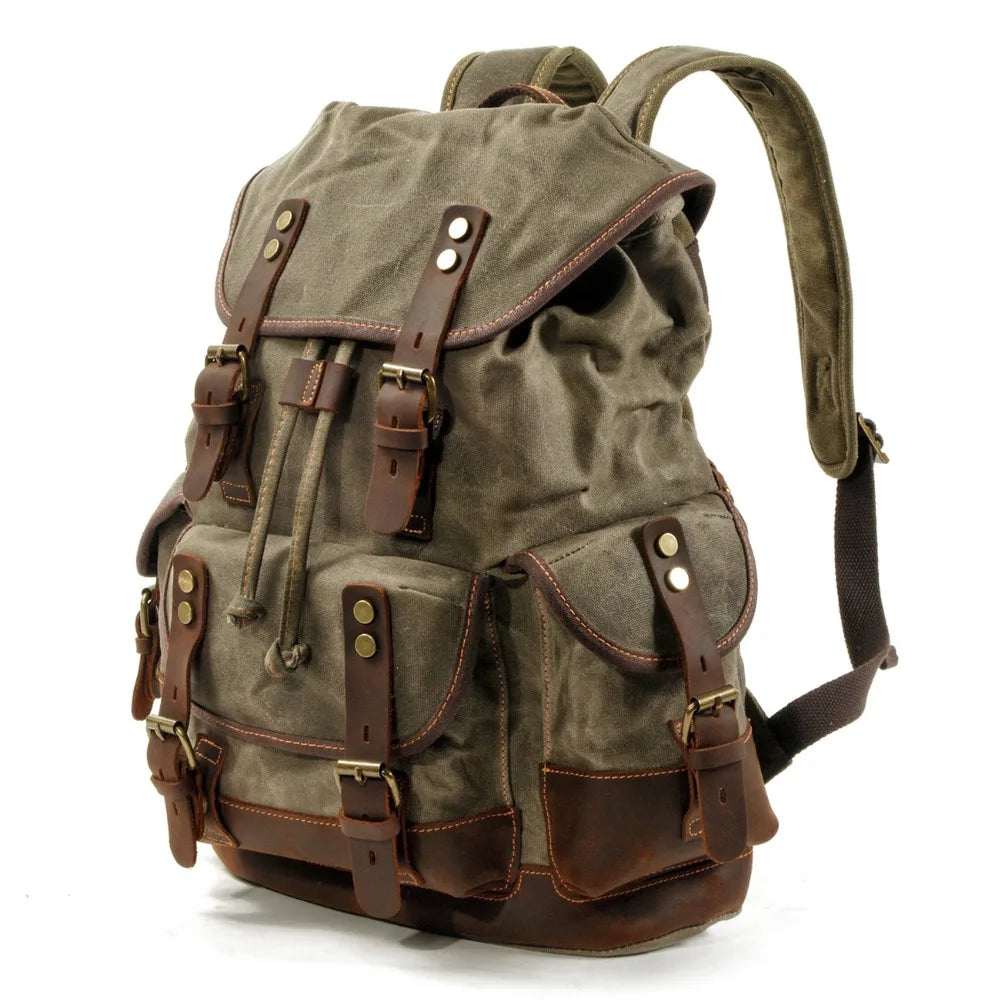 Vintage Rucksack Herren – Wasserdichter Canvas Rucksack mit Stil