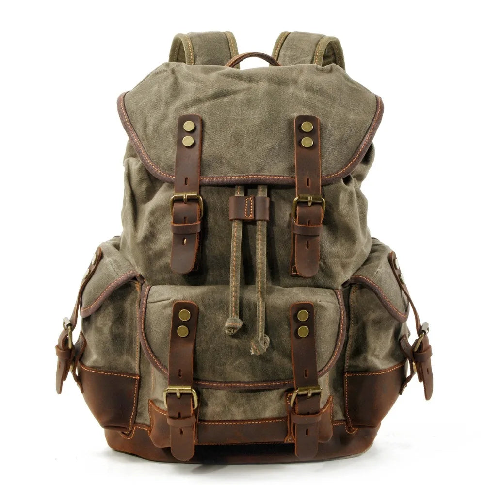 Vintage Rucksack Herren – Wasserdichter Canvas Rucksack mit Stil