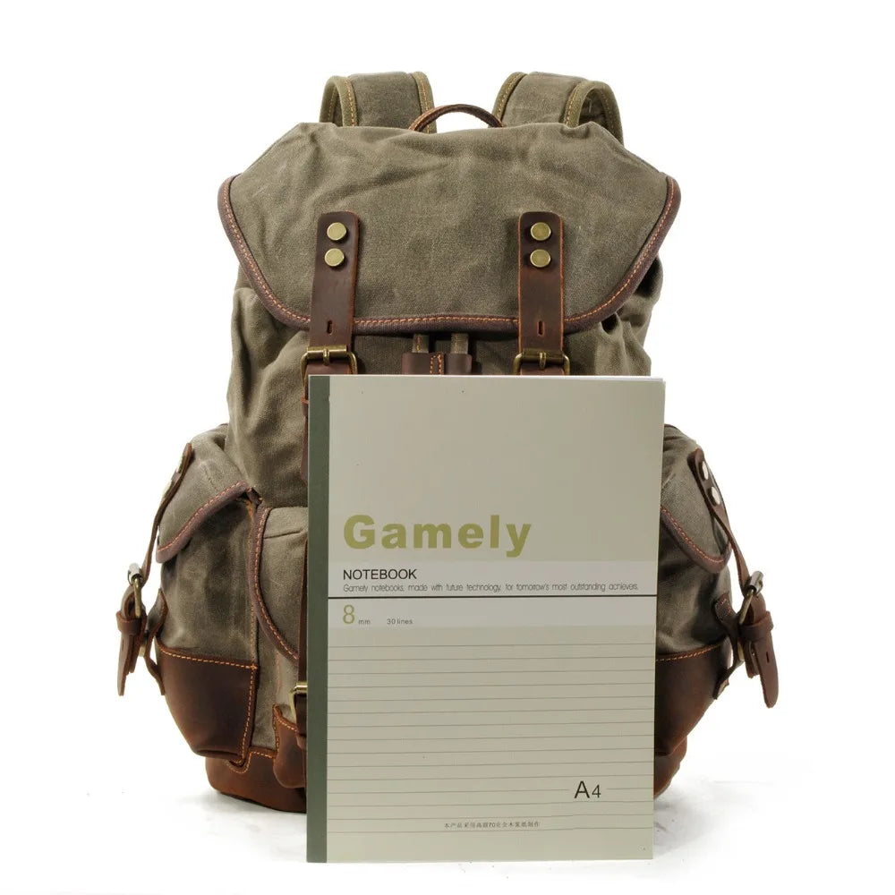 Vintage Rucksack Herren – Wasserdichter Canvas Rucksack mit Stil