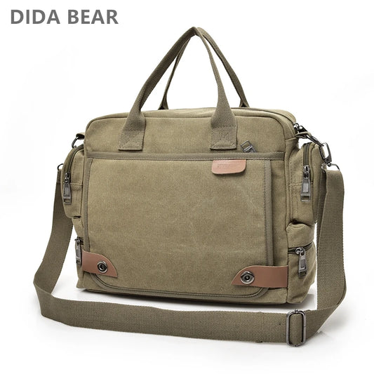 Canvas Umhängetasche Herren – Messenger Bag mit 15-Zoll Laptopfach