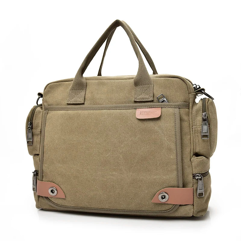 Canvas Umhängetasche Herren – Messenger Bag mit 15-Zoll Laptopfach