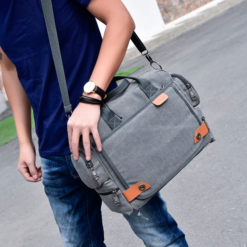 Canvas Umhängetasche Herren – Messenger Bag mit 15-Zoll Laptopfach