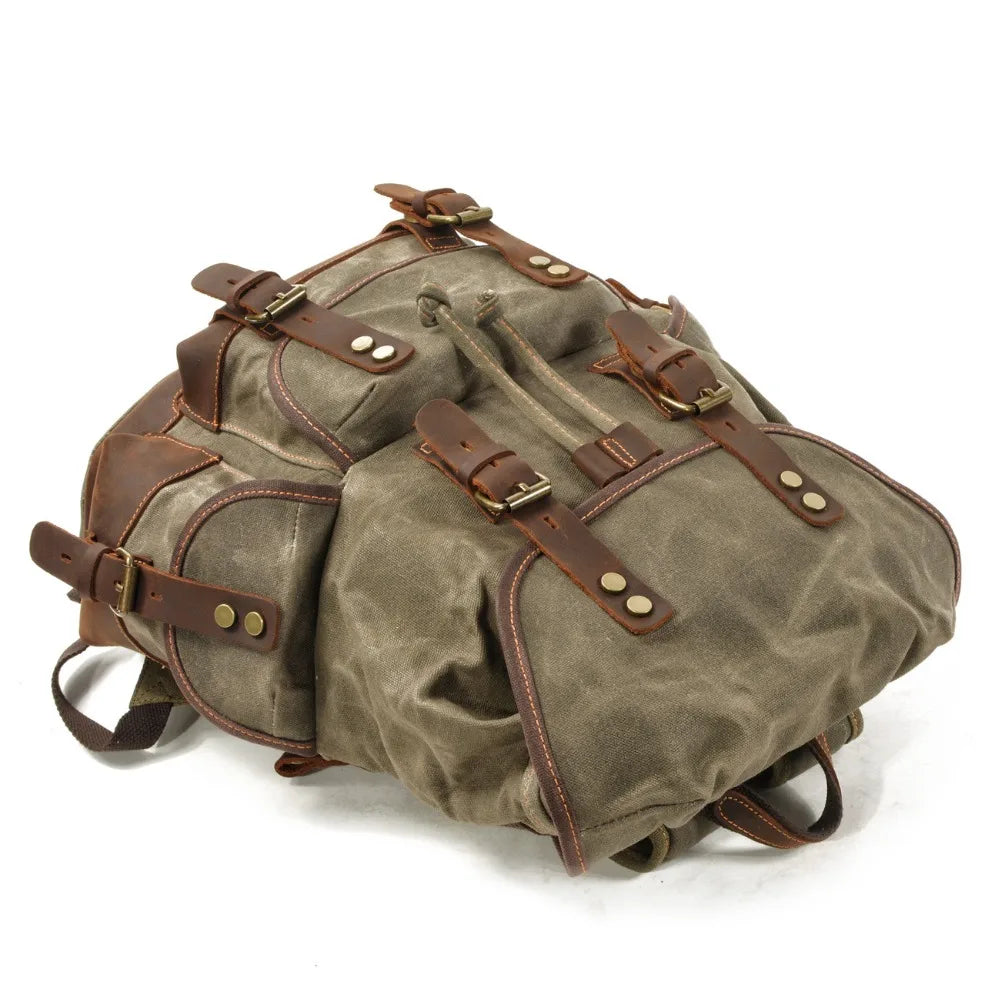 Vintage Rucksack Herren – Wasserdichter Canvas Rucksack mit Stil