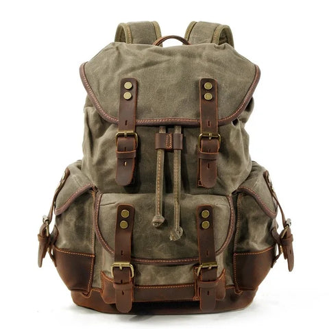 Vintage Rucksack Herren – Wasserdichter Canvas Rucksack mit Stil 25L
