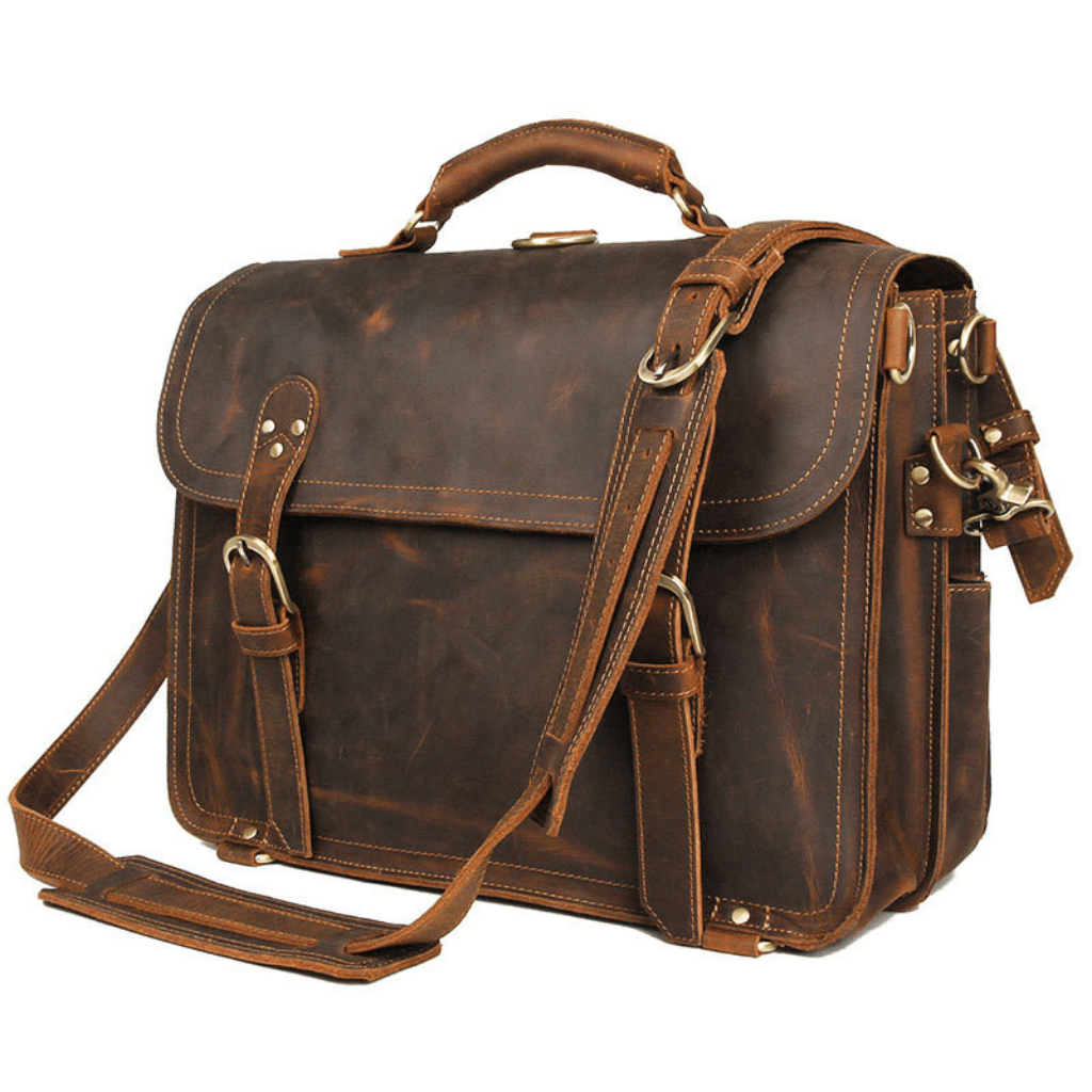 Braune Leder Crossbodytasche 20L Aurelion – Vintage Duffel aus Echtleder