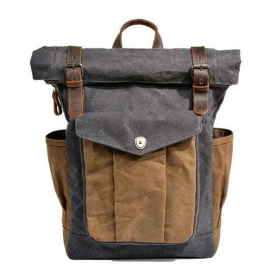 Waxed Canvas Rolltop Rucksack 20–30L aus Leder & Canvas – Natur Rucksack SKAGEN