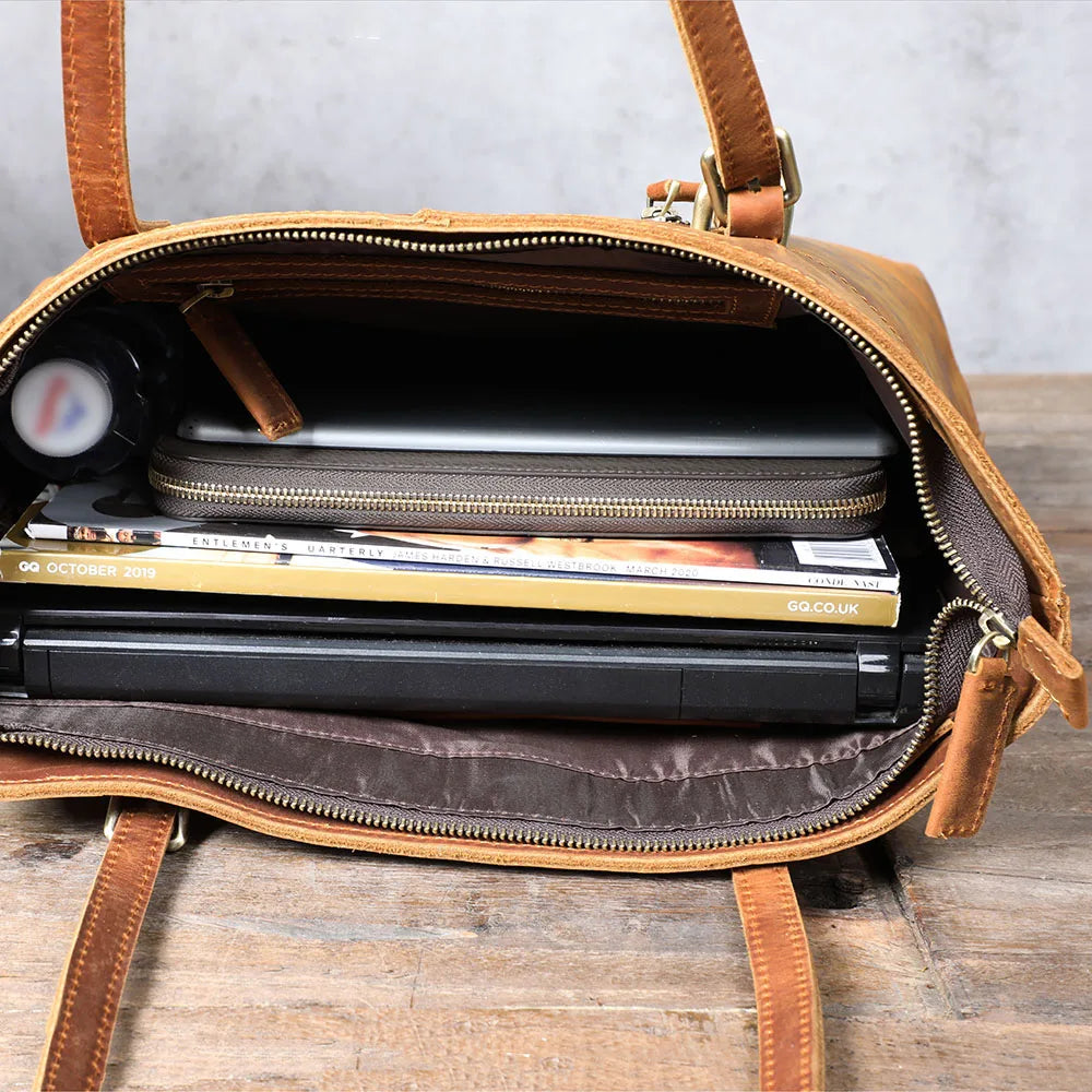 Leder-Aktentasche Herren Vintage – Laptoptasche braun