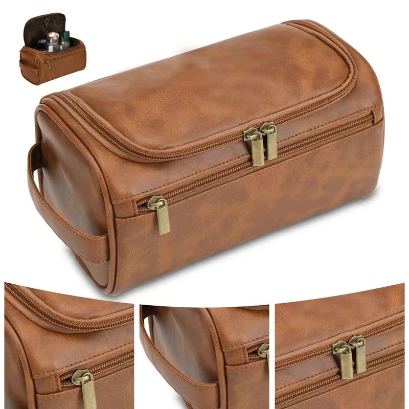 Kulturtasche Leder mit Haken – Hängend für Reise & Bad
