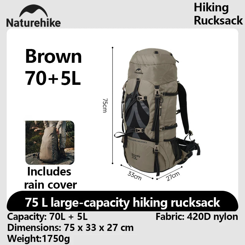 Wanderrucksack 70L Entdeckerstolz – Air-Flow & Regenhülle
