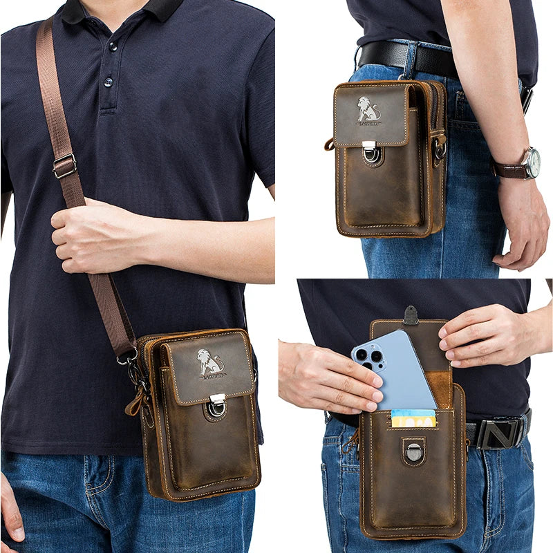 Leder-Gürteltasche Crazy Horse – Handy & Crossbody