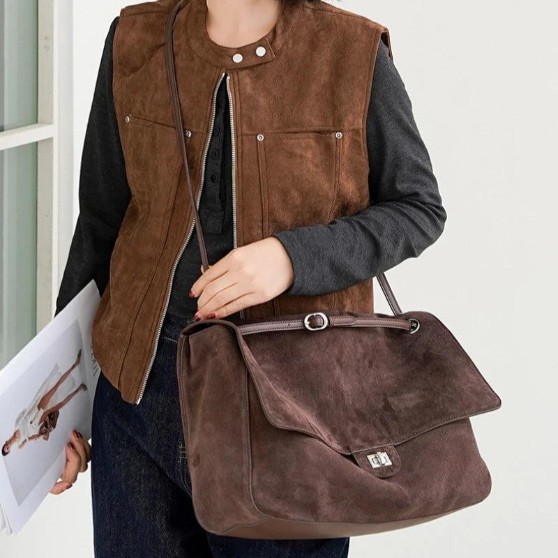 Ledertasche Damen Vintage – Rindsleder matt & Wildleder