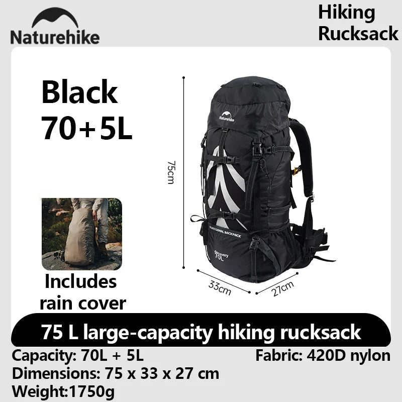 Wanderrucksack 70L Entdeckerstolz – Air-Flow & Regenhülle