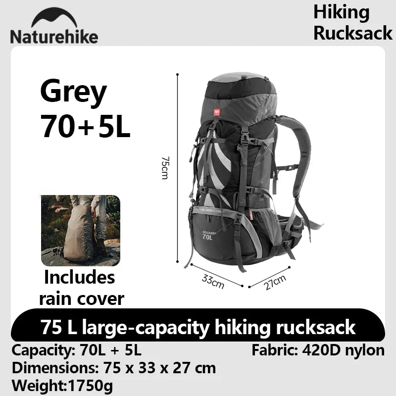 Wanderrucksack 70L Entdeckerstolz – Air-Flow & Regenhülle