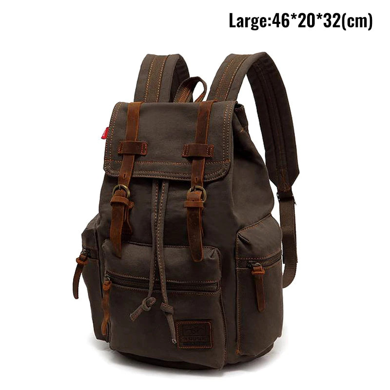 Canvas Rucksack Herren Damen – Vintage Daypack mit Laptopfach 14 Zoll
