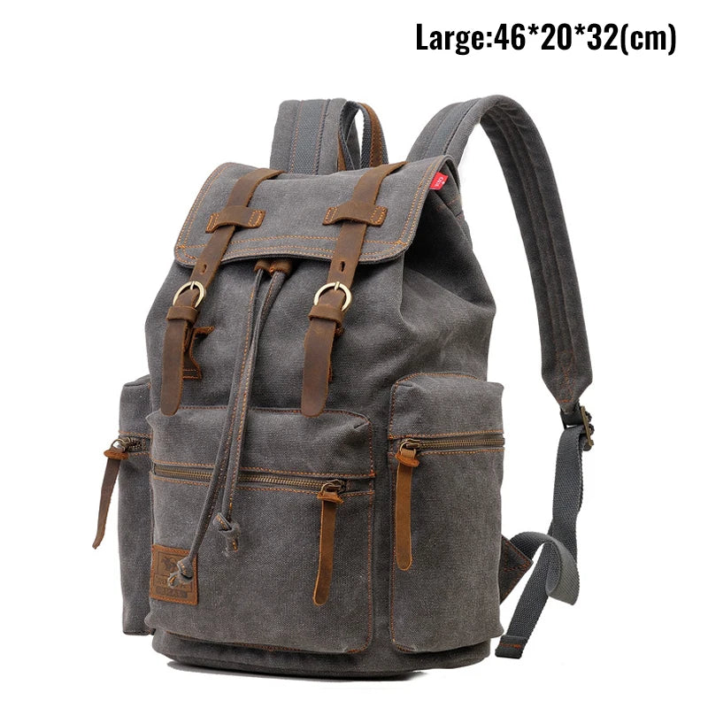 Canvas Rucksack Herren Damen – Vintage Daypack mit Laptopfach 14 Zoll