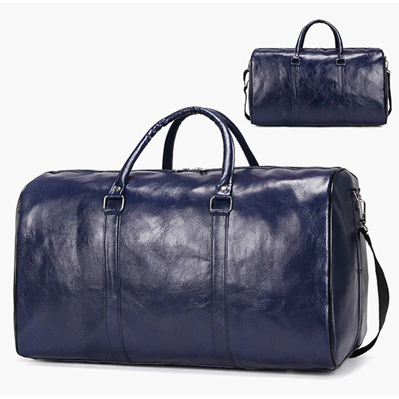 Schwarze Leder Reisetasche Noctavio – Große PU-Reisetasche für Herren 30L