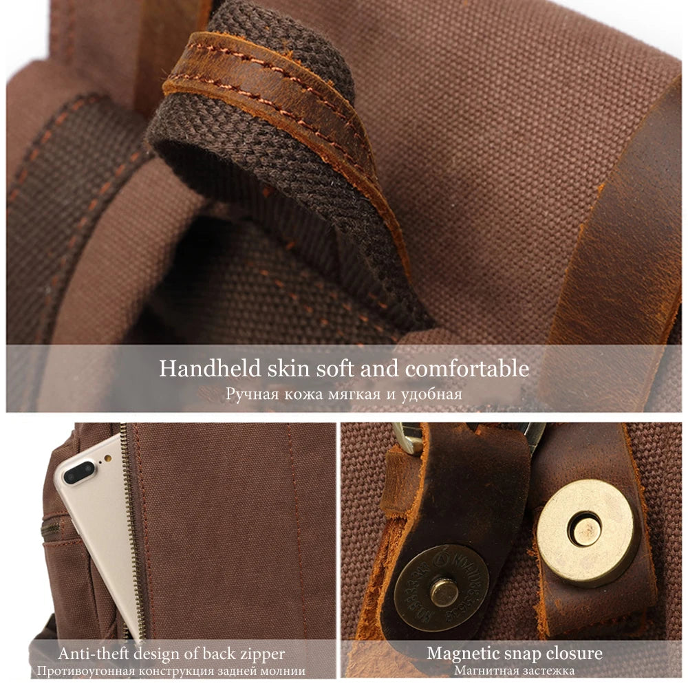 Canvas Rucksack Herren Damen – Vintage Daypack mit Laptopfach 14 Zoll