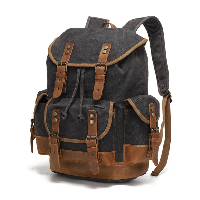 Vintage Rucksack Herren – Wasserdichter Canvas Rucksack mit Stil