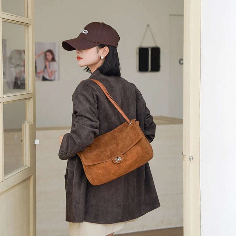 Ledertasche Damen Vintage – Rindsleder matt & Wildleder