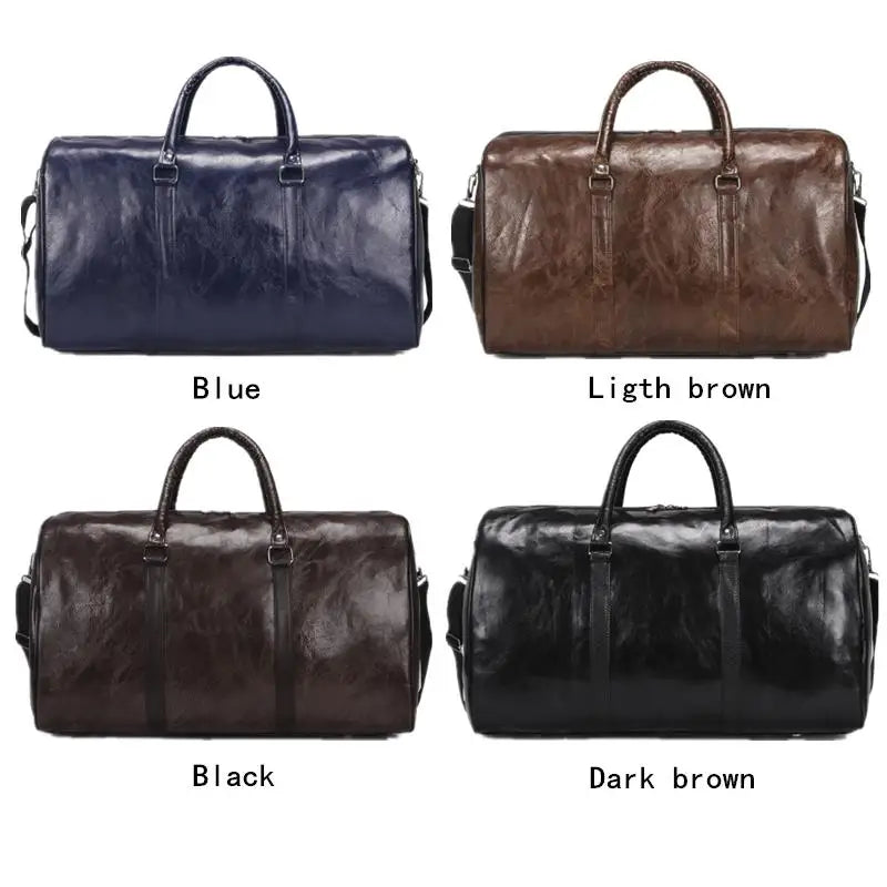 Schwarze Leder Reisetasche Noctavio – Große PU-Reisetasche für Herren 30L