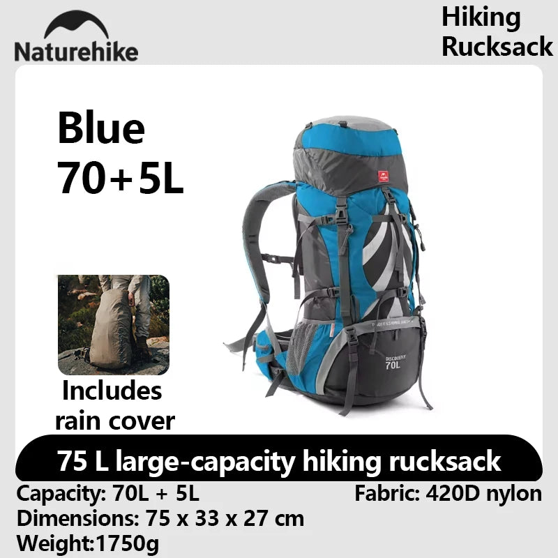 Wanderrucksack 70L Entdeckerstolz – Air-Flow & Regenhülle
